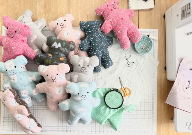 Handmade stuffed bears for children in need - for the charity Dolls of Hope.