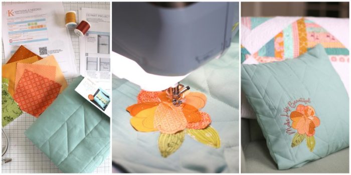 Make Life Beautiful Machine Embroidery handmade pillow