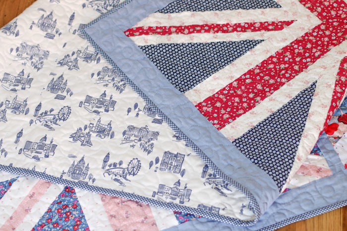 Union Jack quilt with London Toile by Amy Smart for Riley Blake Designs
