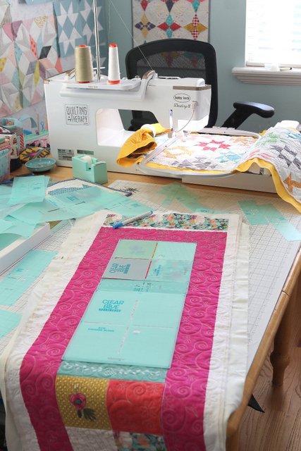 Machine quilting with an Embroidery Machine and Kimberbell's Clear Blue Tiles