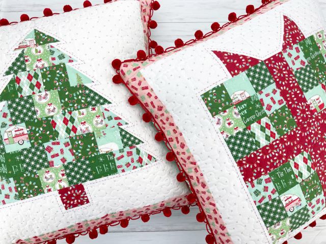 Scrap Patchwork Christmas Pillow Free Pattern