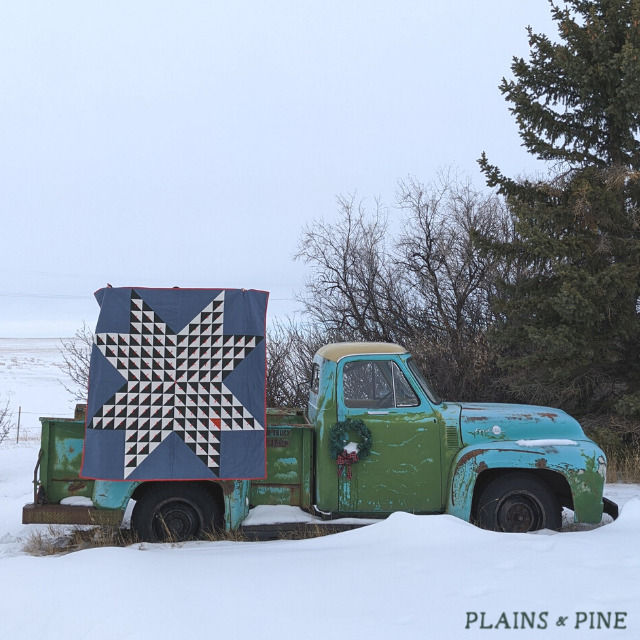 Free Pattern – Modern take on a traditional Half-Square Triangle Star Quilt designed by Lindlee of Plains & Pine