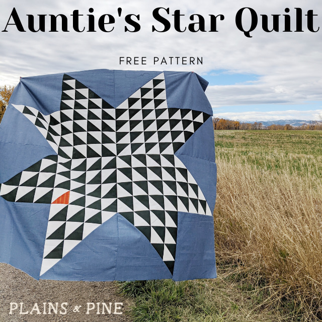 Free Pattern – Modern take on a traditional Half-Square Triangle Star Quilt designed by Lindlee of Plains & Pine