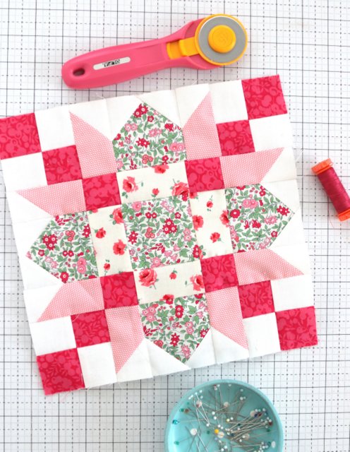 Two tone Scrap Quilt Block pattern - featuring Liberty Florals