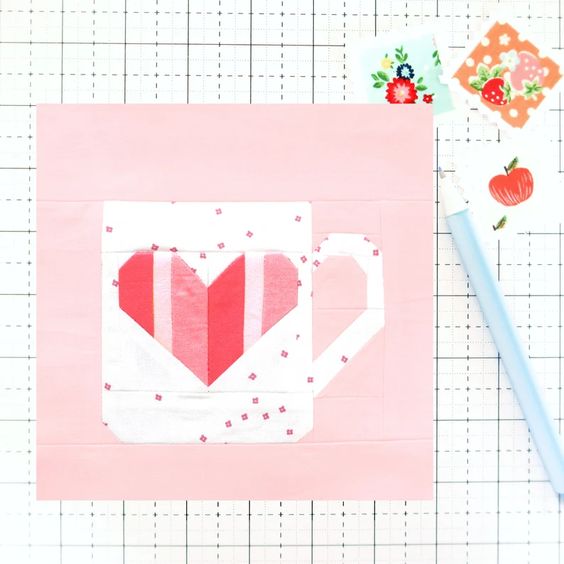 valentines mug quilt block