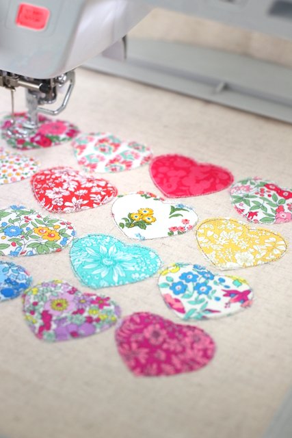 Machine Applique Hearts with Liberty Florals