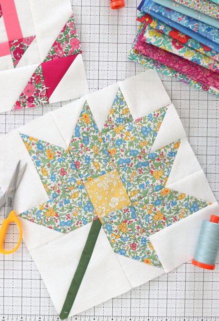 Classic Maple Quilt Block Pattern - featuring Liberty of London Flower Show prints