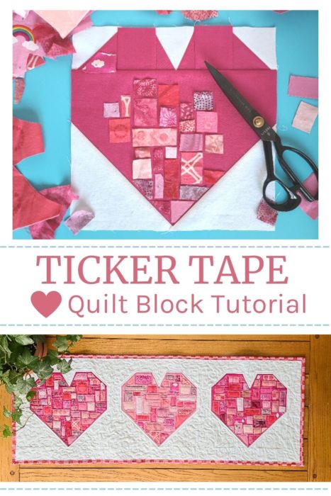 Heart Quilt Block and Table Runner made with scraps
