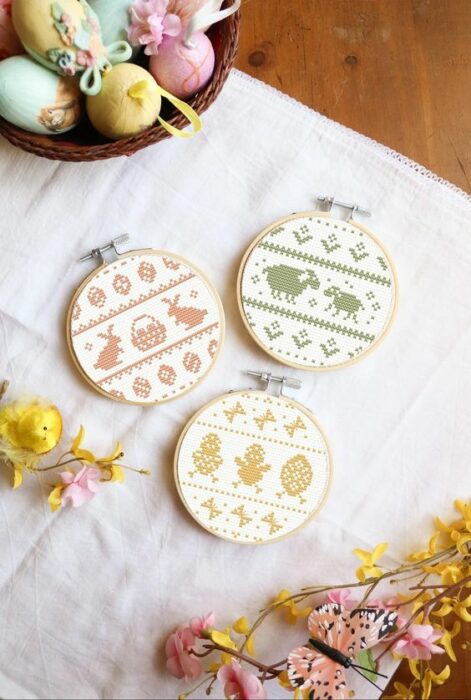 Simple Easter Cross stitch hoop art
