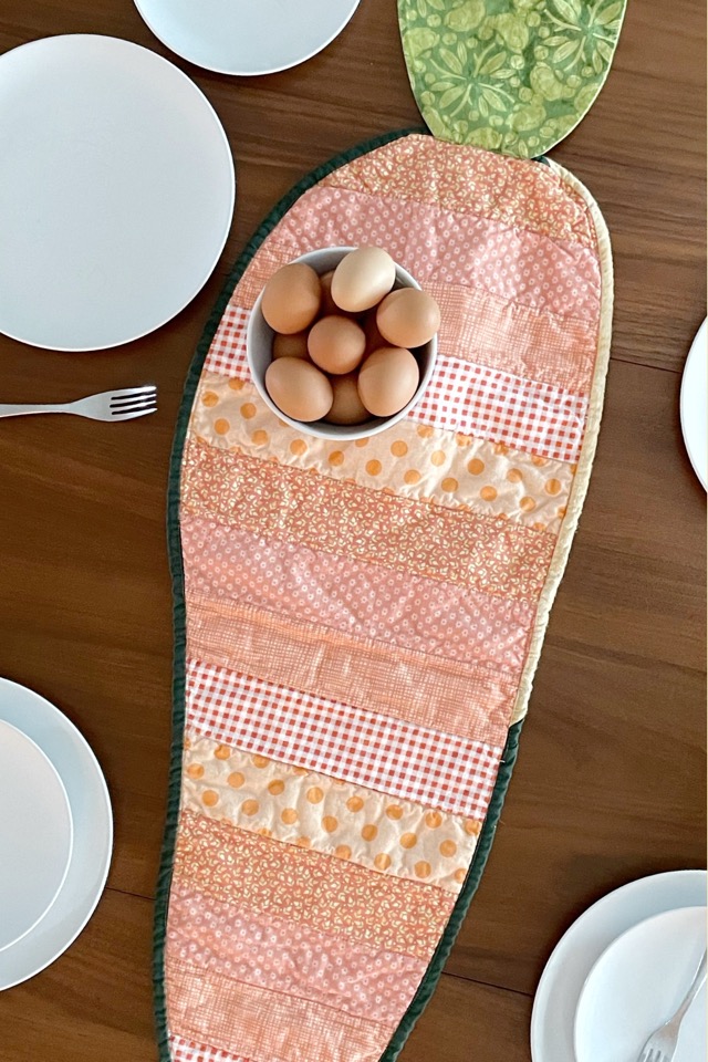 Carrot table runner for spring - perfect for sewing with scraps