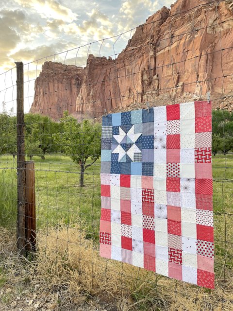 Simple American Flag Patchwork Quilt tutorial from Diary of a Quilter