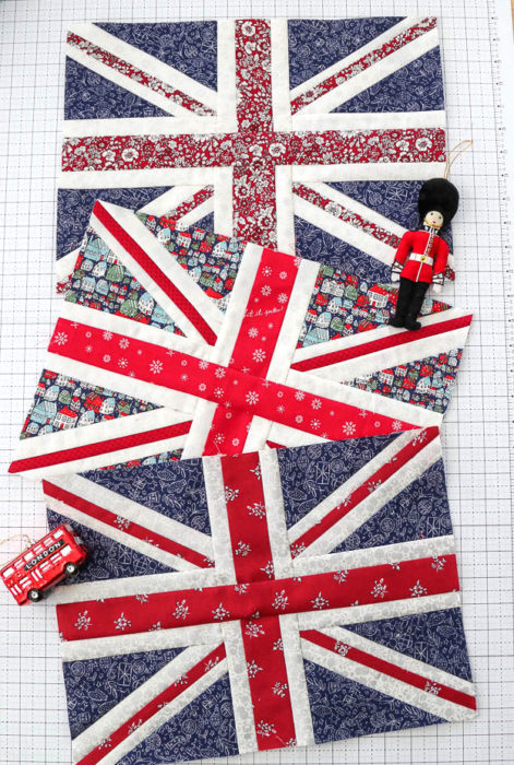 Liberty of London Christmas Union Jack Quilt blocks