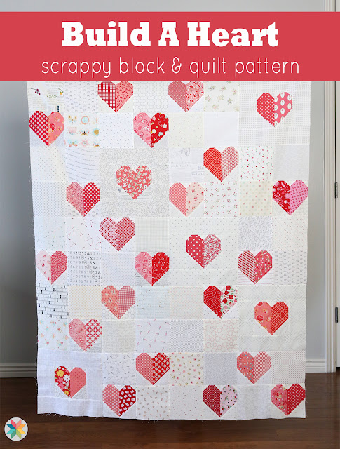 Build a Heart - simple free patchwork Heart Quilt from A Bright Corner