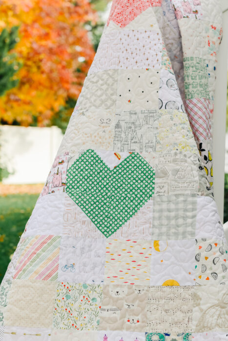 Scrappy Patchwork Heart Quilt