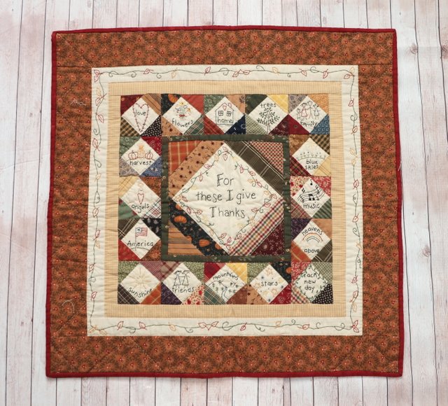 Embroidered Thanksgiving Mini Quilt
