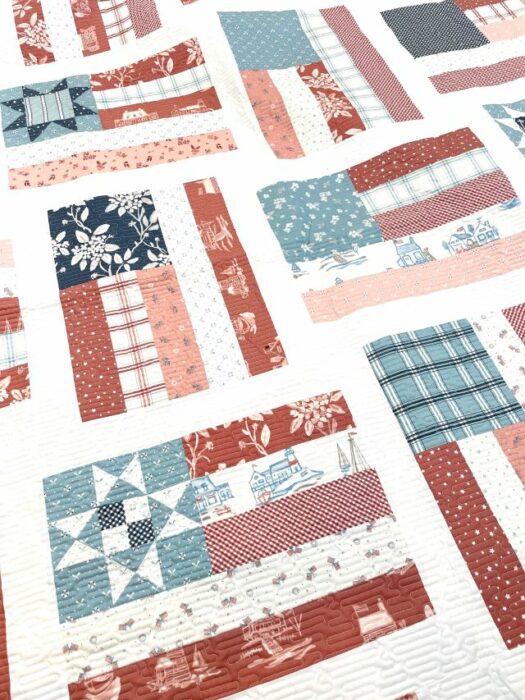 Fly the Flag quilt pattern by Amy Smart - using fabric from the Portsmouth collection from Riley Blake Designs. 