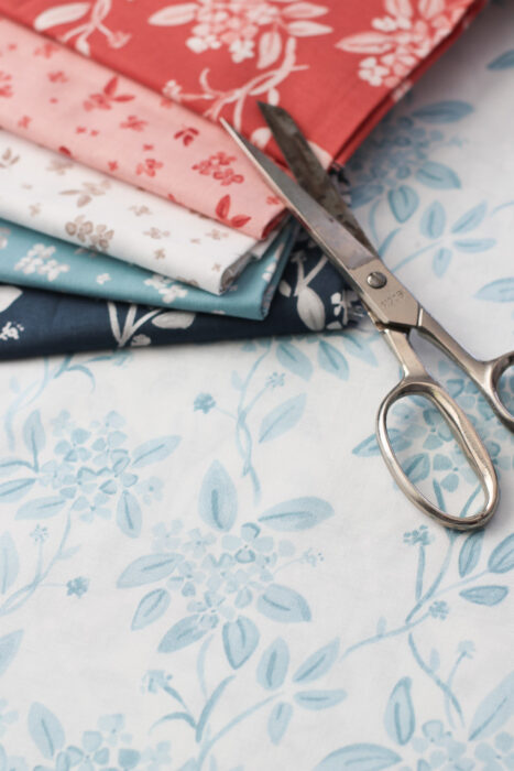 Watercolor Hydrangea print by artist Laura Miller Studio. Part of the Portsmouth Fabric collection from Riley Blake Designs.