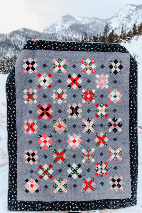 Fraulein Quilt Pattern by Amy Smart featuring Liberty of London Woodland Christmas fabric collection.