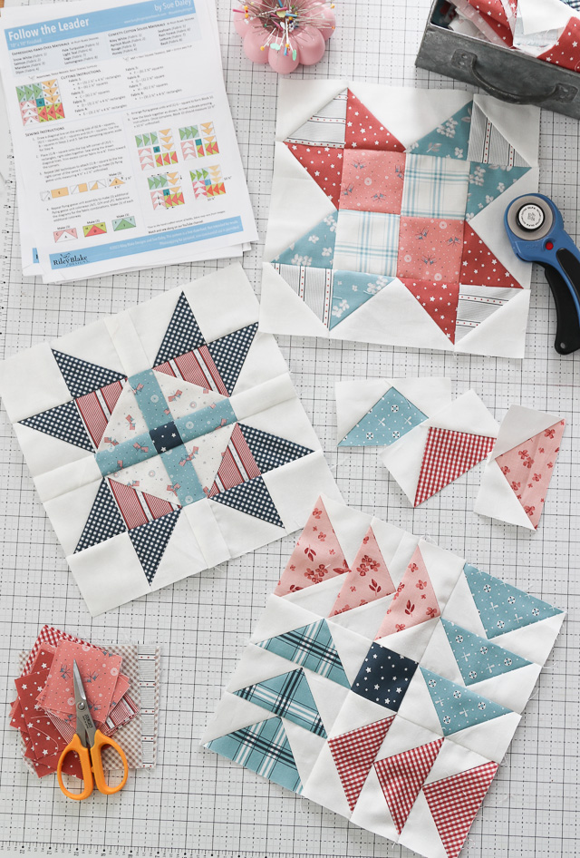 Red White and Blue Quilt blocks - free patterns from Riley Blake Designs