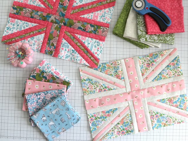 Union Jack Quilt blocks in Liberty of London prints