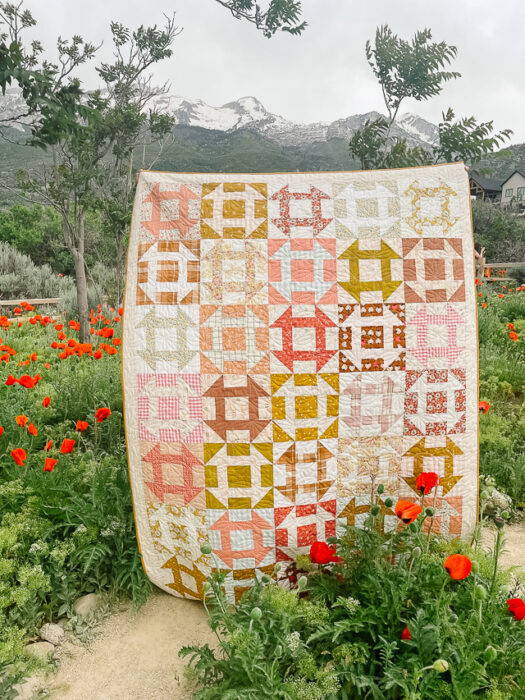 Fast Churn Dash quilt pattern by Amy Smart. Used Fat Quarters or Fat Eighths. Beginner-friendly. 