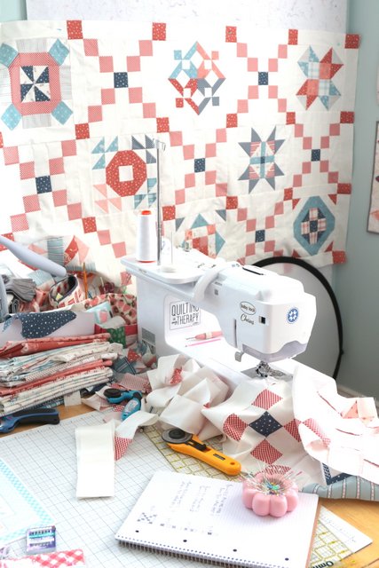 Sewing Riley Blake Sampler quilt with Baby Lock Chorus Sewing Machine