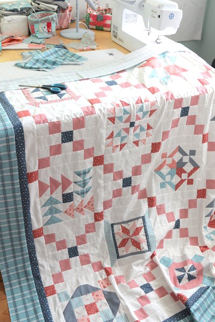 Finishing the 2023 Riley Blake Sampler quilt using Portsmouth fabric collection