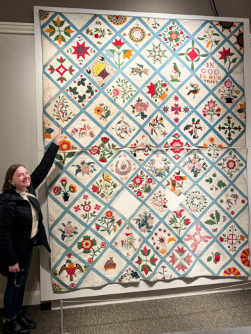 Story of an antique Nineteenth century album quilt cut in half and reunited 100 years later.