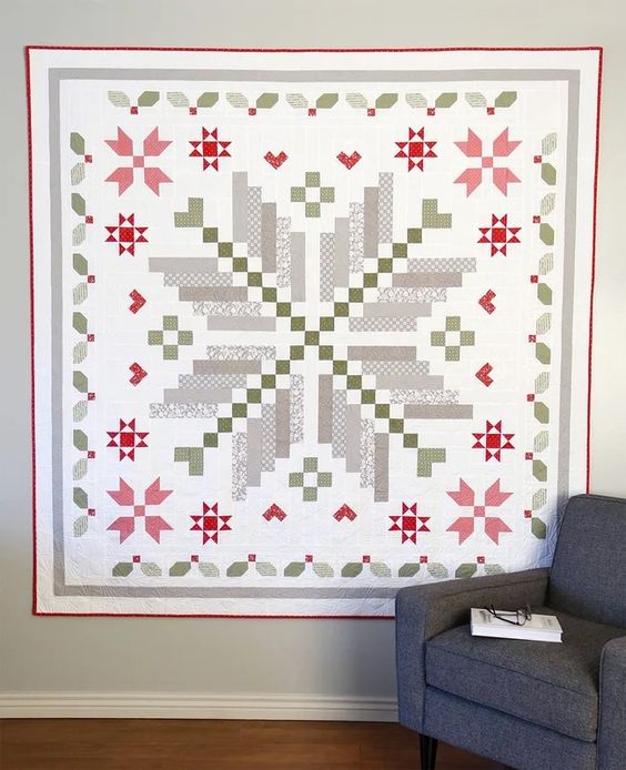 Medallion style quilt, Winter Magic quilt pattern by Andy Knowlton, A Bright Corner