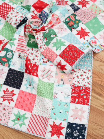 Christmas patchwork quilt - scrap buster.