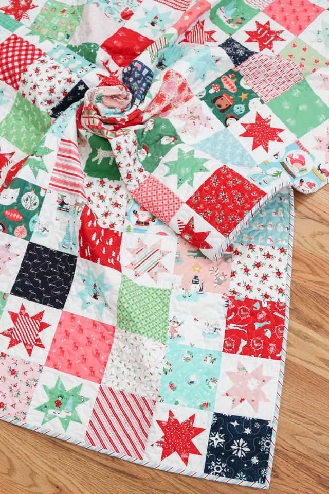 Christmas patchwork quilt - scrap buster.