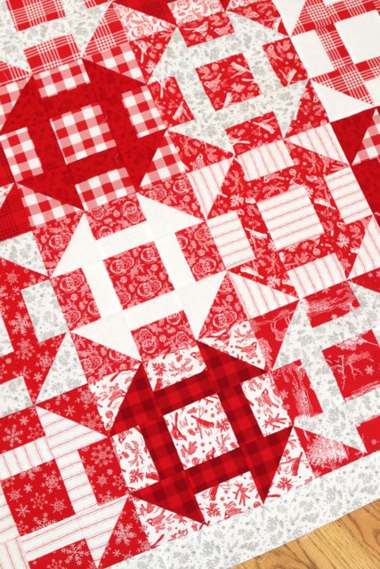 Traditional Red and White churn dash quilt made using Amy Smart's  Fast Churn Dash quilt pattern.