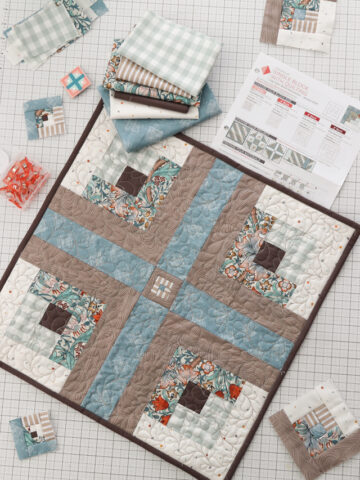 Foundation pieced Log Cabin quilt block in the hoop with Perfectly Pieced and ME Time Delivered
