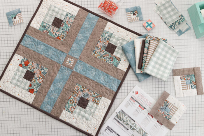 Log Cabin quilt blocks made with Perfectly Pieced January 2024 subscription box.