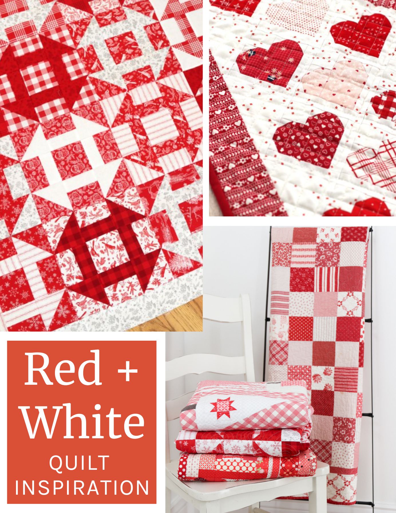 Red and White Quilt patterns and Inspiration put together by Amy Smart, Diary of a Quilter