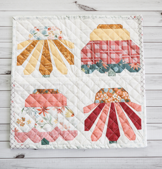 Daisy Foundation Paper Pieced quilt block by Liza Taylor Handmade 
