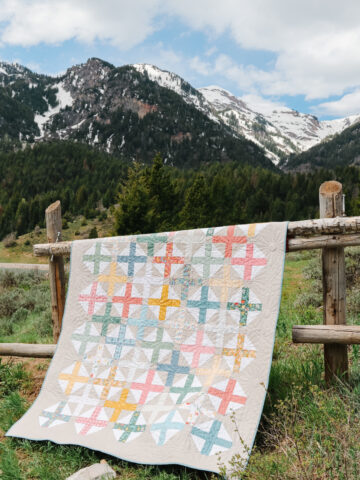 Jelly Roll Friendly Hopscotch quilt pattern featuring the Albion fabric collection