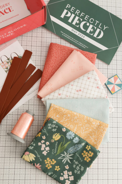 Curated fabric bundle from the May Perfectly Pieced subscription box.