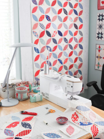 Hand-applique orange peel quilt blocks