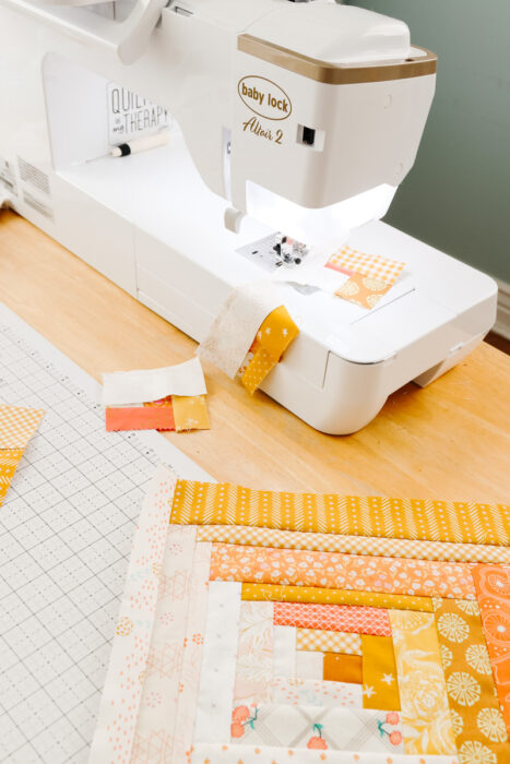 Chain-piecing quilt block assembly with Baby Lock sewing machine