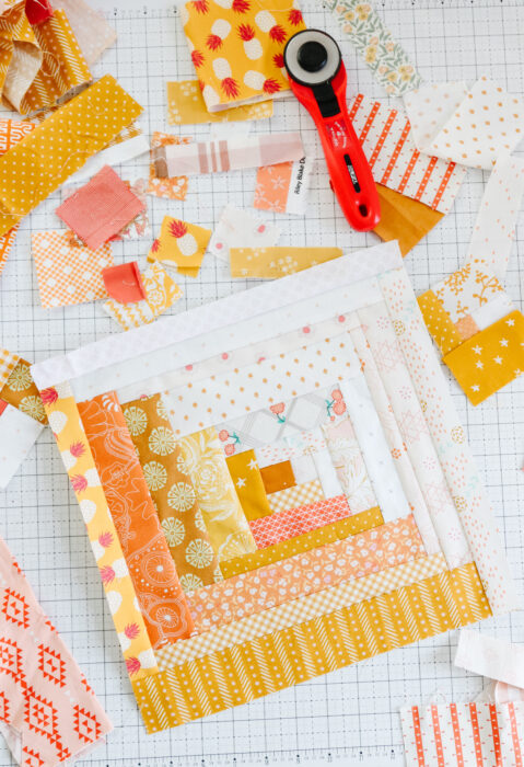 How to make an improv-style log cabin quilt block
