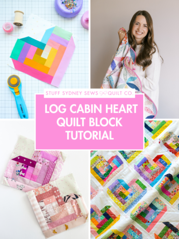 How to make a Log Cabin Heart QUilt BLock free pattern