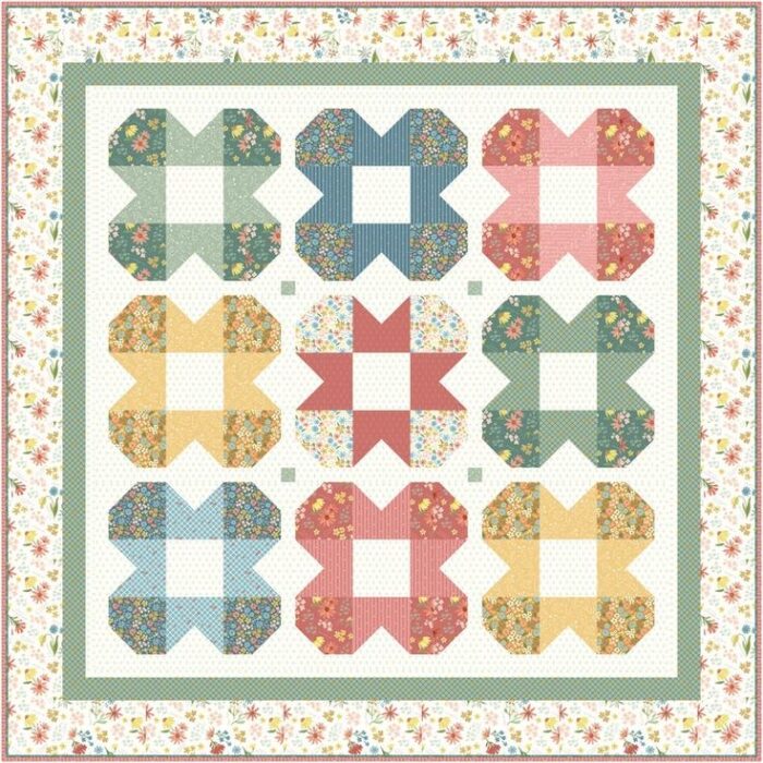 Starflowers quilt pattern featuring Albion fabric