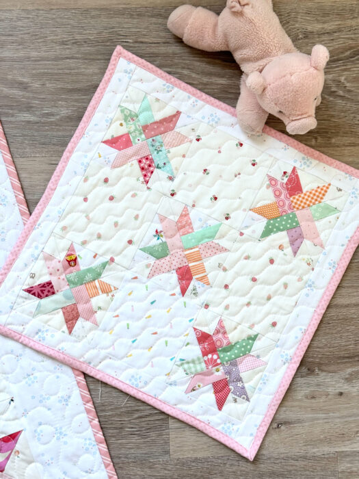Mini quilt made from 4" x 4" Woven Star FPP blocks