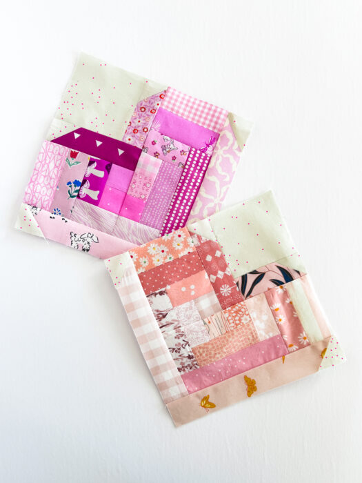 Scrappy Log Cabin Heart Quilt BLock