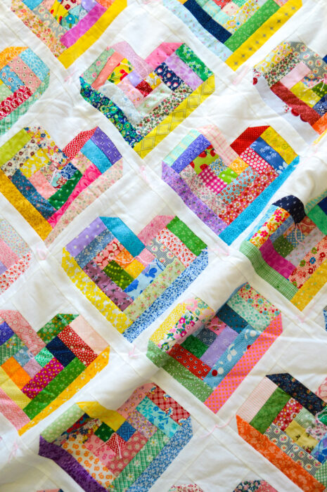 Scrappy Log Cabin Heart Quilt Block