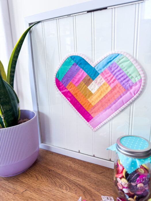 Scrappy Quilted Wall Art - Heart - free pattern