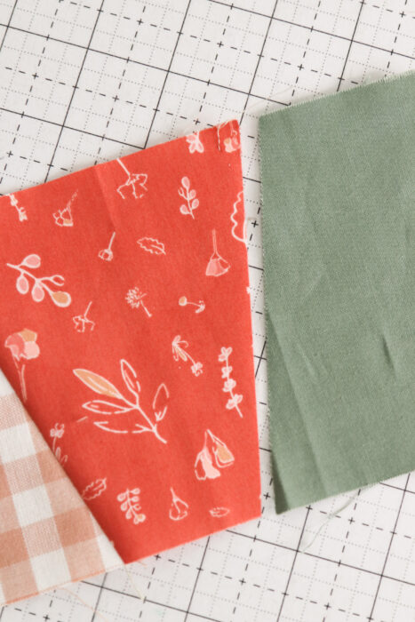 How to sew together tumbler quilt blocks