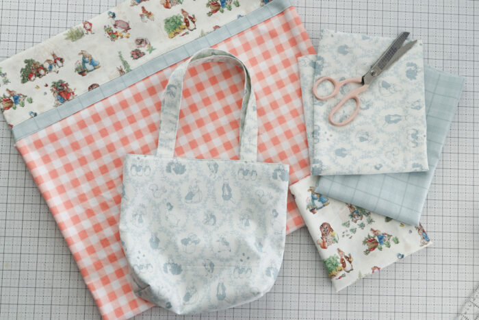 Quick sewing projects: a Pillowcase and Fat Quarter tote bag made using fabric from Peter Rabbit and Friends collection by Riley Blake Designs