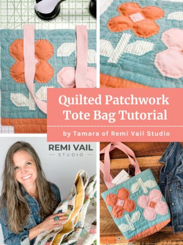 Quilted Patchwork Tote Bag Free Tutorial from Tamara of Remi Vail Studio